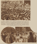 874453 Collage van 3 foto's betreffende de jaarlijkse Volkszangdag in Utrecht, met boven een afbeelding van de zingende ...